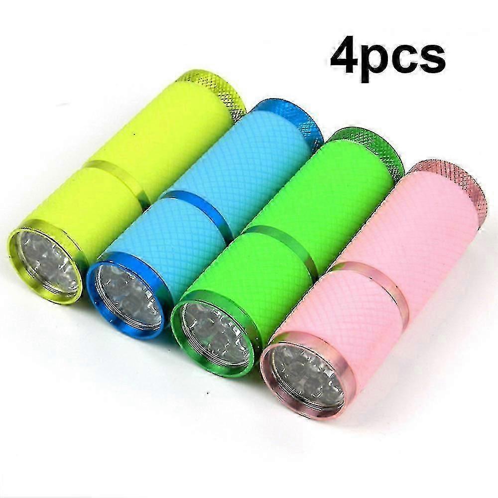 4pcs Mini Bright Light 9led Small Flashlight, Portable Waterproof Outer Strap Fluorescent, Daily Use