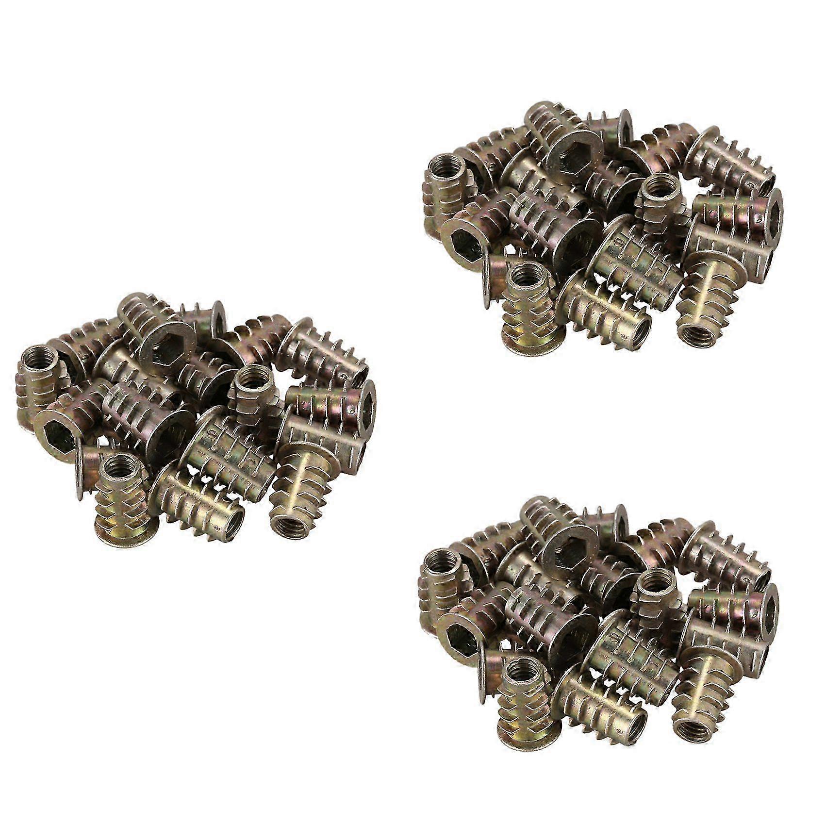 60 Pieces M6x 15mm Hexagon Socket Screw Thread Insert Nut compatible with Wood