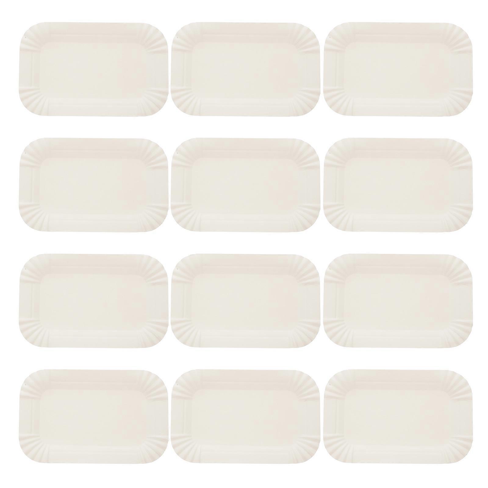 Rectangular Cake Tray Paper Plates Bulk for Cake Display White