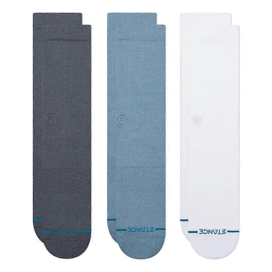3 pack Icon  Mens Crew Grey Blue White Socks Stance