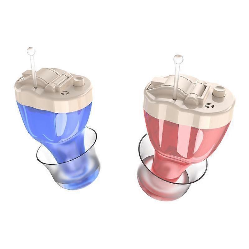 Digital CIC Hearing Aid Left+Right Red Blue