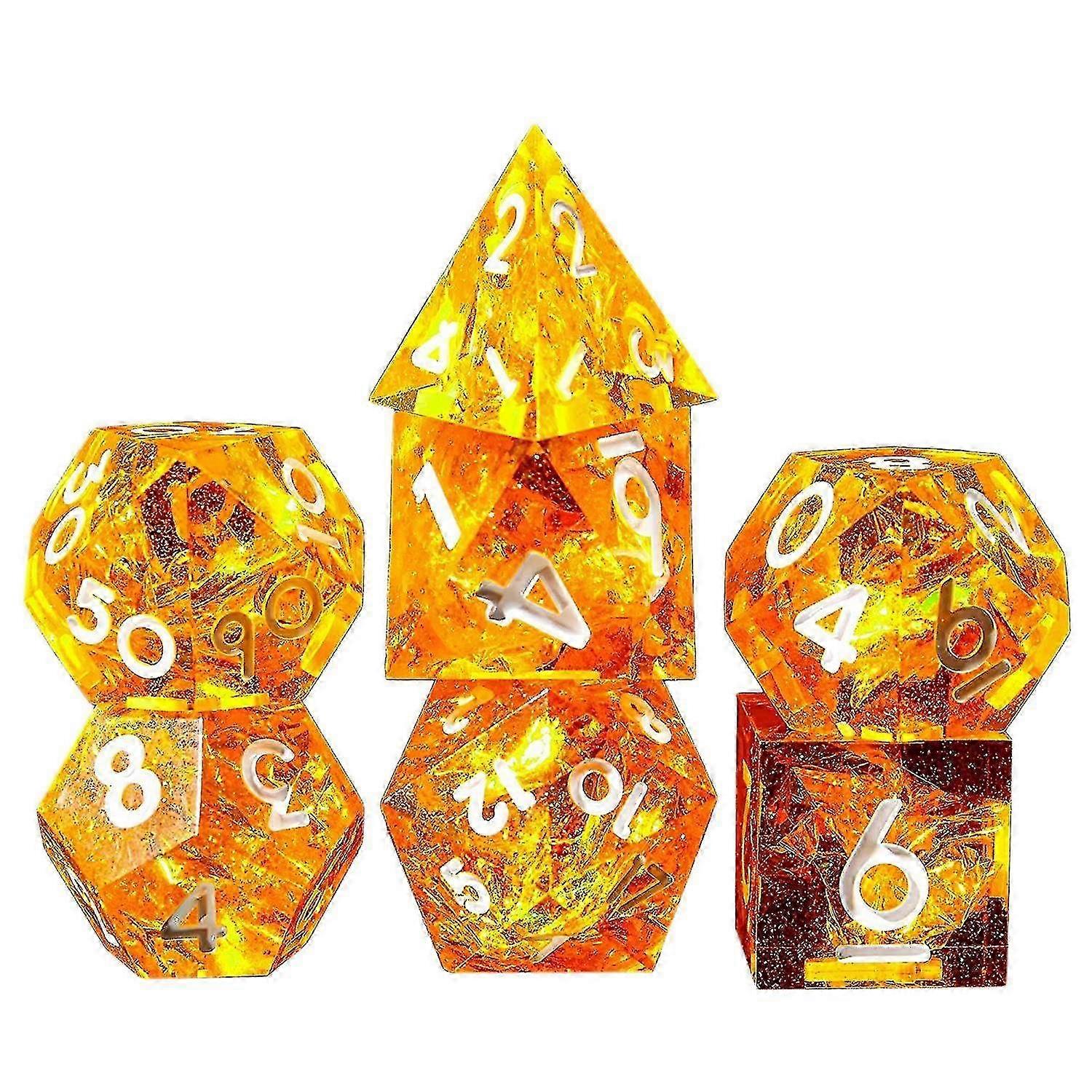Polyhedral Dice Set 7 Piece Sharp Handmade Dice Set With Sharp Edges compatible with Rpg Table Games Pathfinder