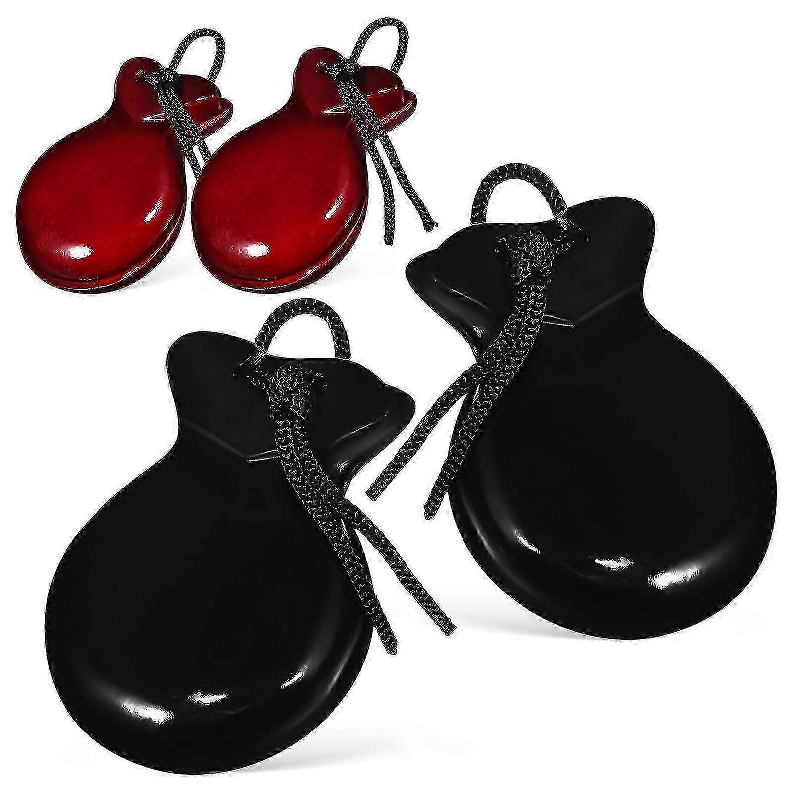 2 paires de castagnettes espagnoles en bois, castagnettes à doigts, castagnettes manuelles, instruments de percussion SZ