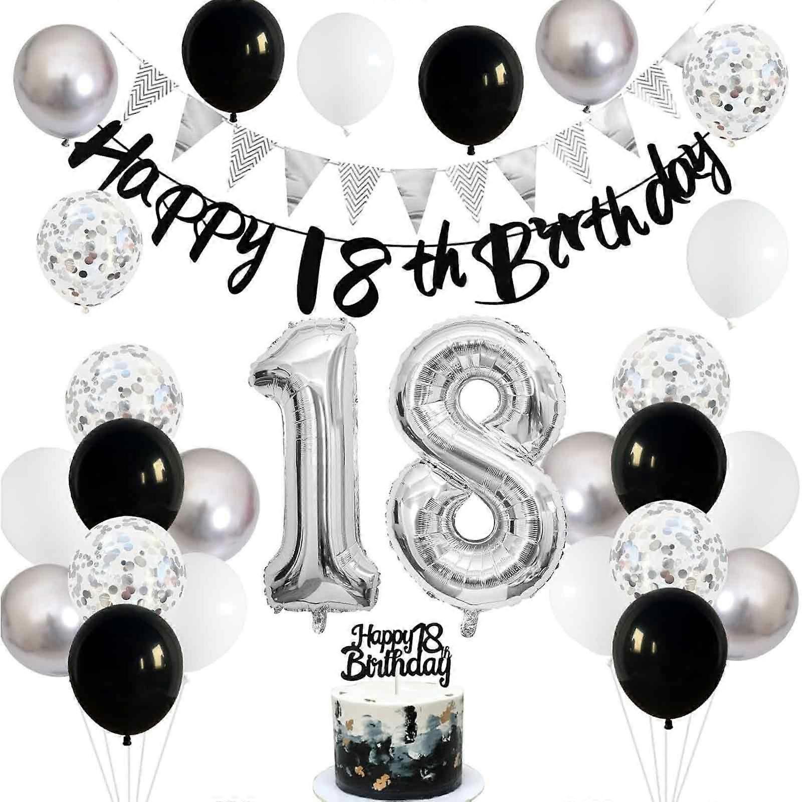 Black Silver White 18th Birthday Balloon Kit