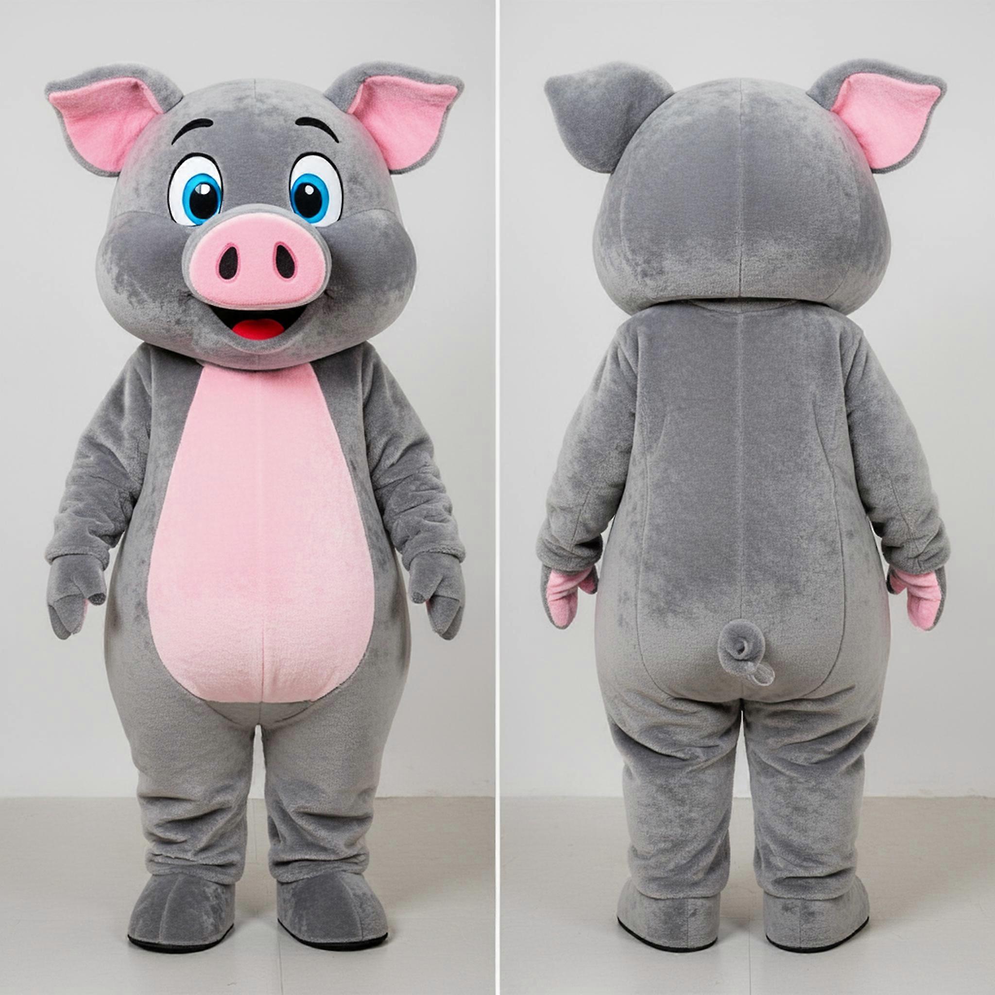 MASTICOT Gray Rounded Pig Mascot