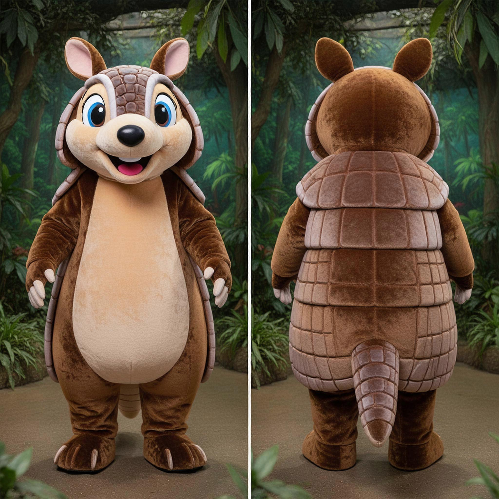 MASTICOT Velvety Brown Friendly Armadillo Mascot