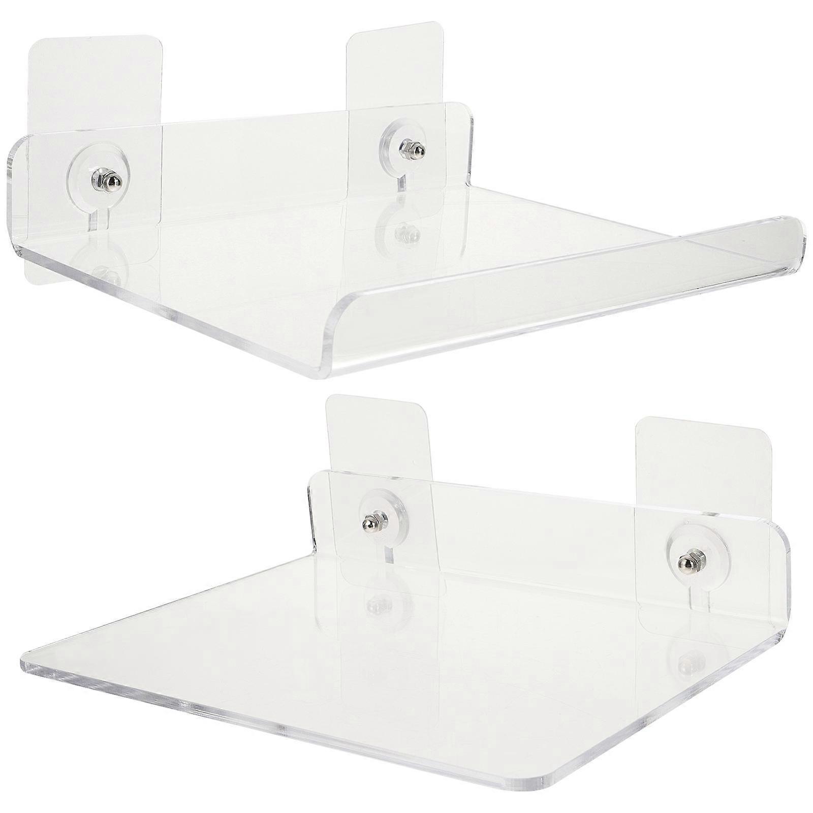 Bathroom Acrylic Wall Mounted Rack for Storage Use 2Pcs Assorted Color