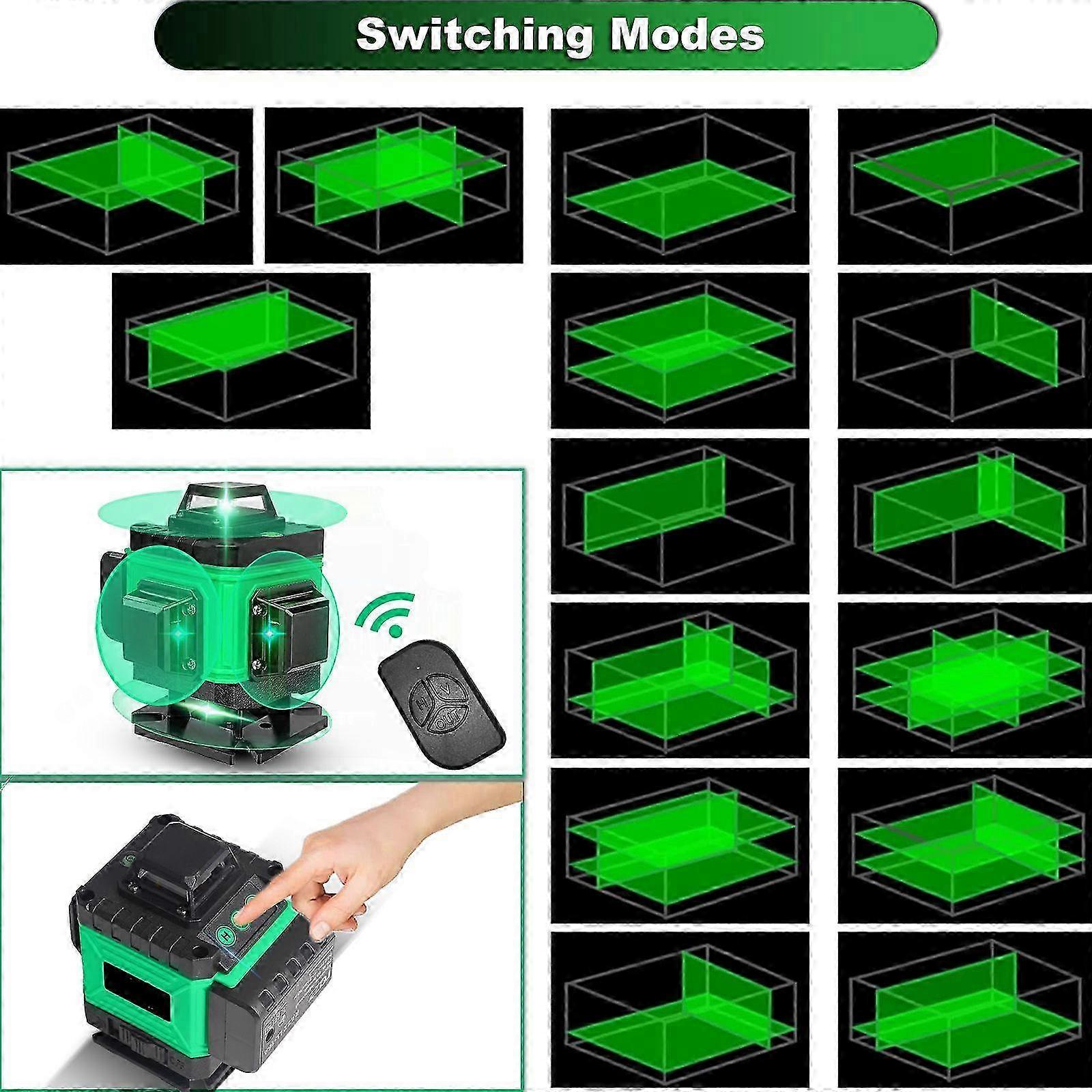 4D Self-Leveling 360 Green Laser Level With 16 Lines For Precision Alignment