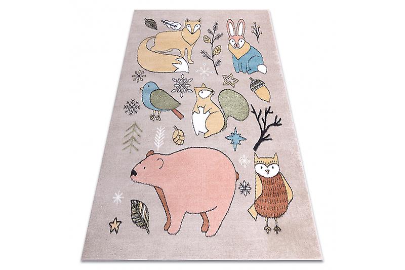 Carpet FUN Forester for children, animals, forest beige