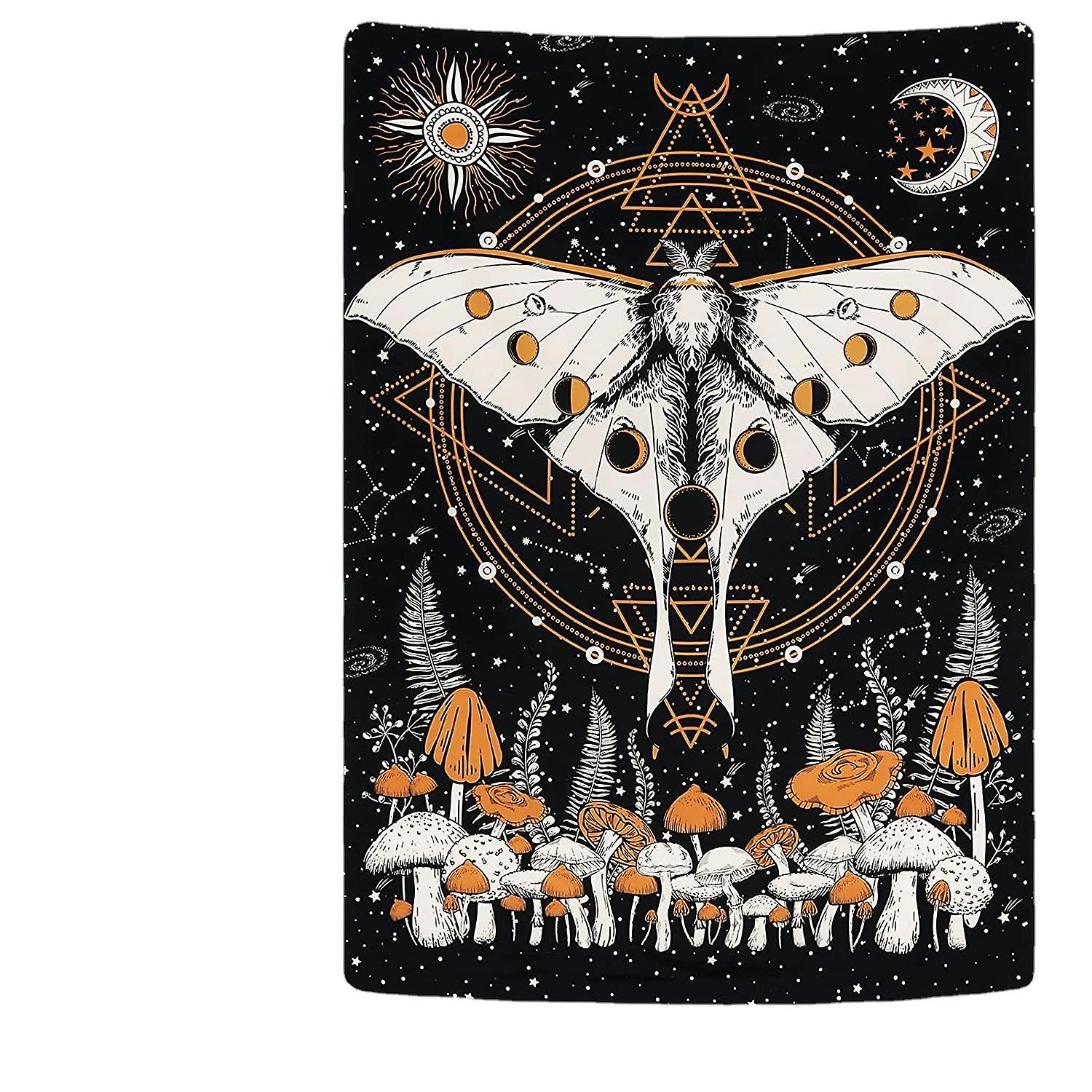 Psychedelic Tapestry Moth Butterfly Tapestry Sun Moon Tapestries Solar Lunar Eclipse Tapestries