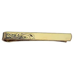 Hard Gold Plated 6x55mm half hand engraved Tie Slide