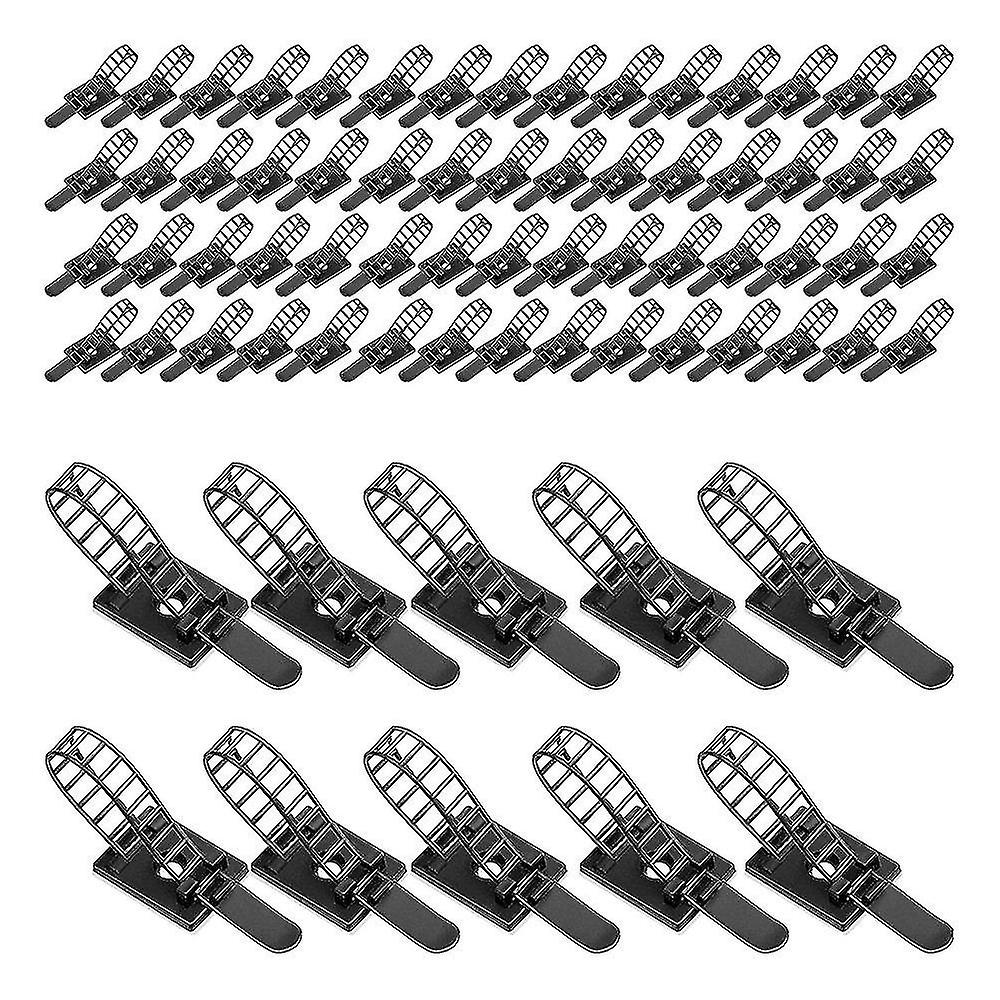 100pcs Cable Clips Cable Holder Cable Management Flexible Cable Organizer Self-adhesive Cable Attachment Cable Clips Adjustable Nylon Cable Ties