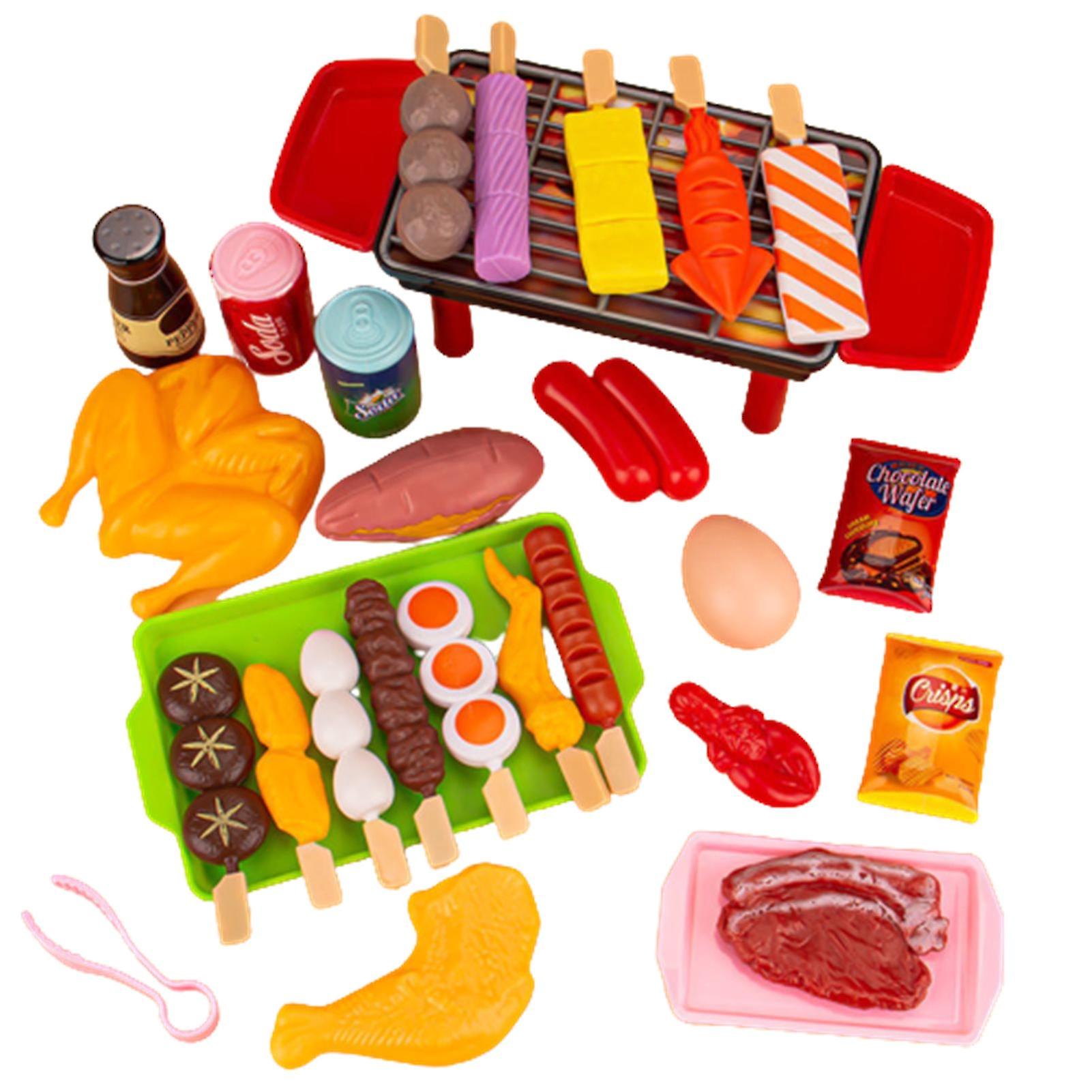 Play Food Toy Set Kids Barbecue Preparing Toy Kitchens With Cooking Utensil V