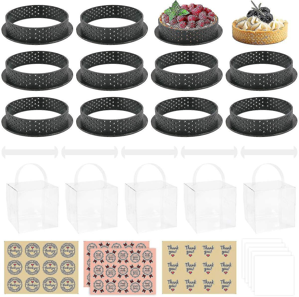 10pcs Round Pie Cake Mold Perforated Mousse Cutter Round Shape Mousse Circle Ring Pie Ring