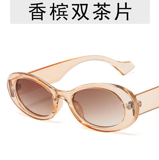 Ins Fashion בגדי ריקוד נשים מסגרת סגלגלה רטרו משקפי שמש מתכת צירים שחורים בהירים משקפי שמש