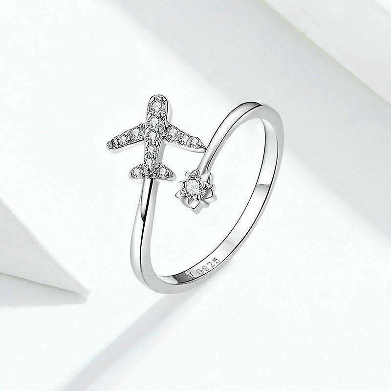 Sterling Silver Ring Plane Zircon Open Ring