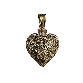 9ct Gold 25x22mm handmade Embossed Heart shaped Memorial...