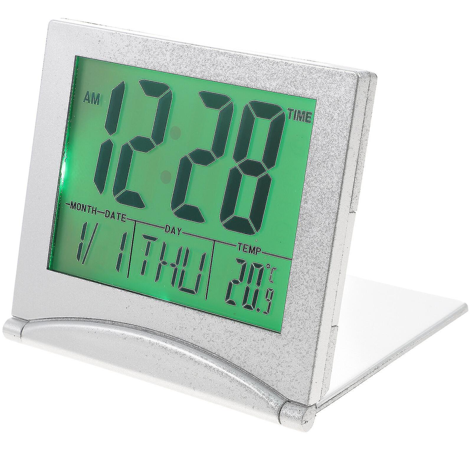 Foldable Backlight Calendar Clock Lcd Digital Alarm Clock With Snooze Mode
