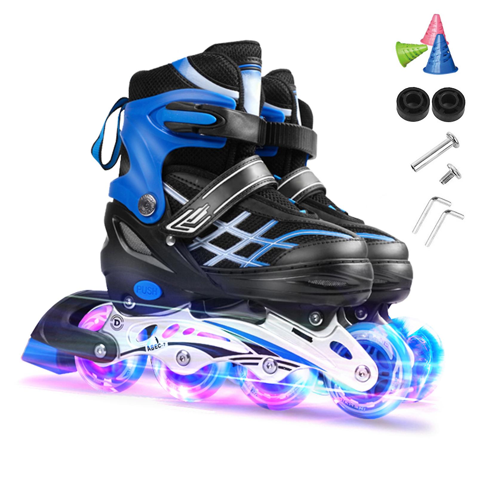 Adjustable Illuminating Inline Skates With Light Up Wheels
