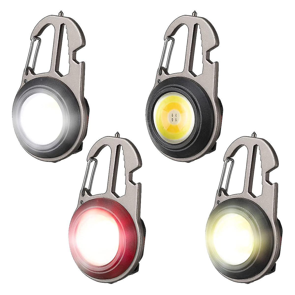 4 Pcs Led Mini Cob Flashlights 7 Light Mode Light Keychain Flashlight 500 Bright Pocket Flashlight