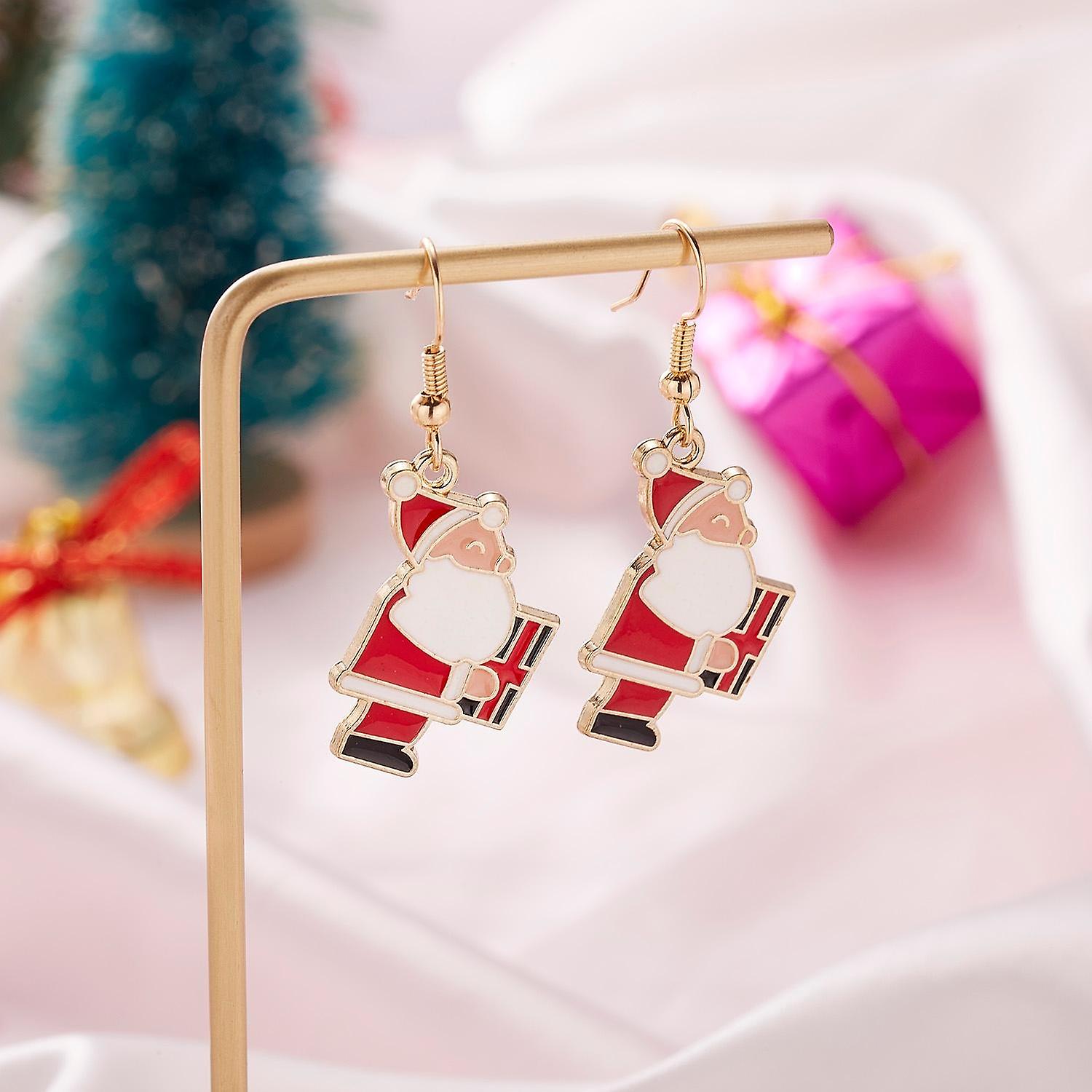 Stylish earrings Santa Claus with pack of gold-plated Christmas