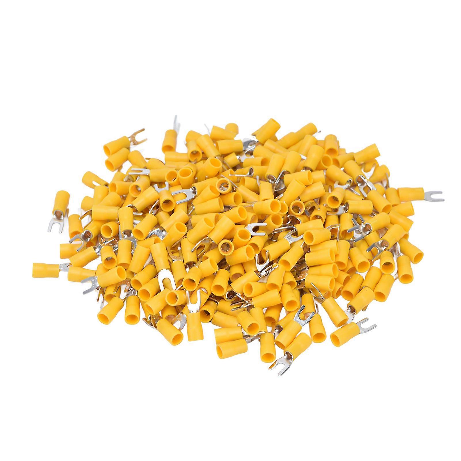300Pcs Insulated Fork Spade Terminals Copper PVC U Type Wire Connector for Transportation LightingSV5.5-4