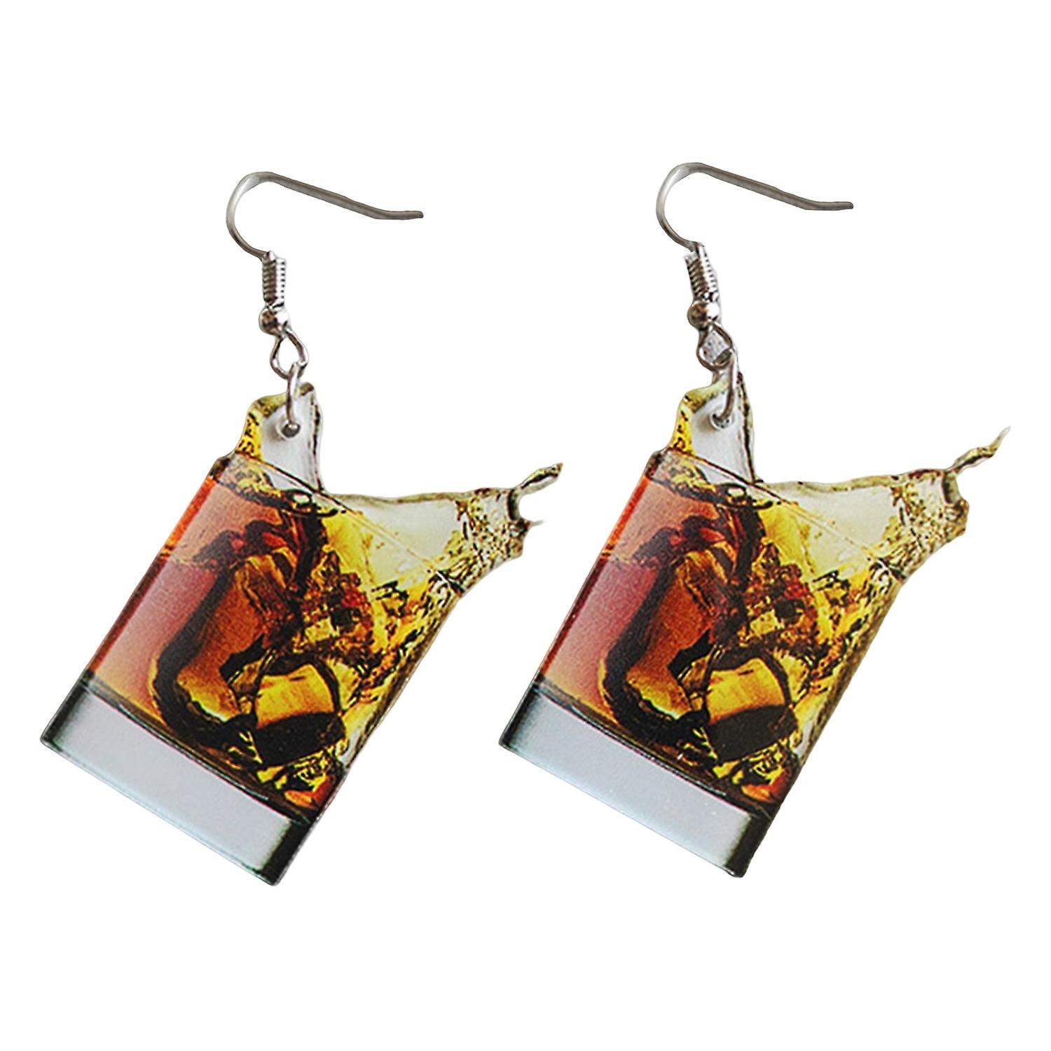 1 Pair Hook Earrings Acrylic Funny Cute Personality Gift Solid Simulation Beer Mug Dangle Earrings F