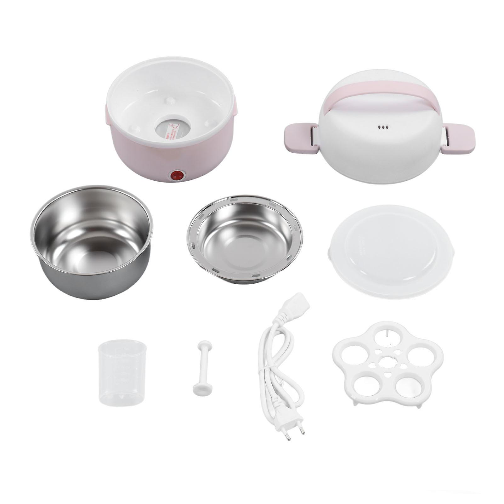 Pink 2-Layer Portable Electric Lunch Box with 220V EU Plug