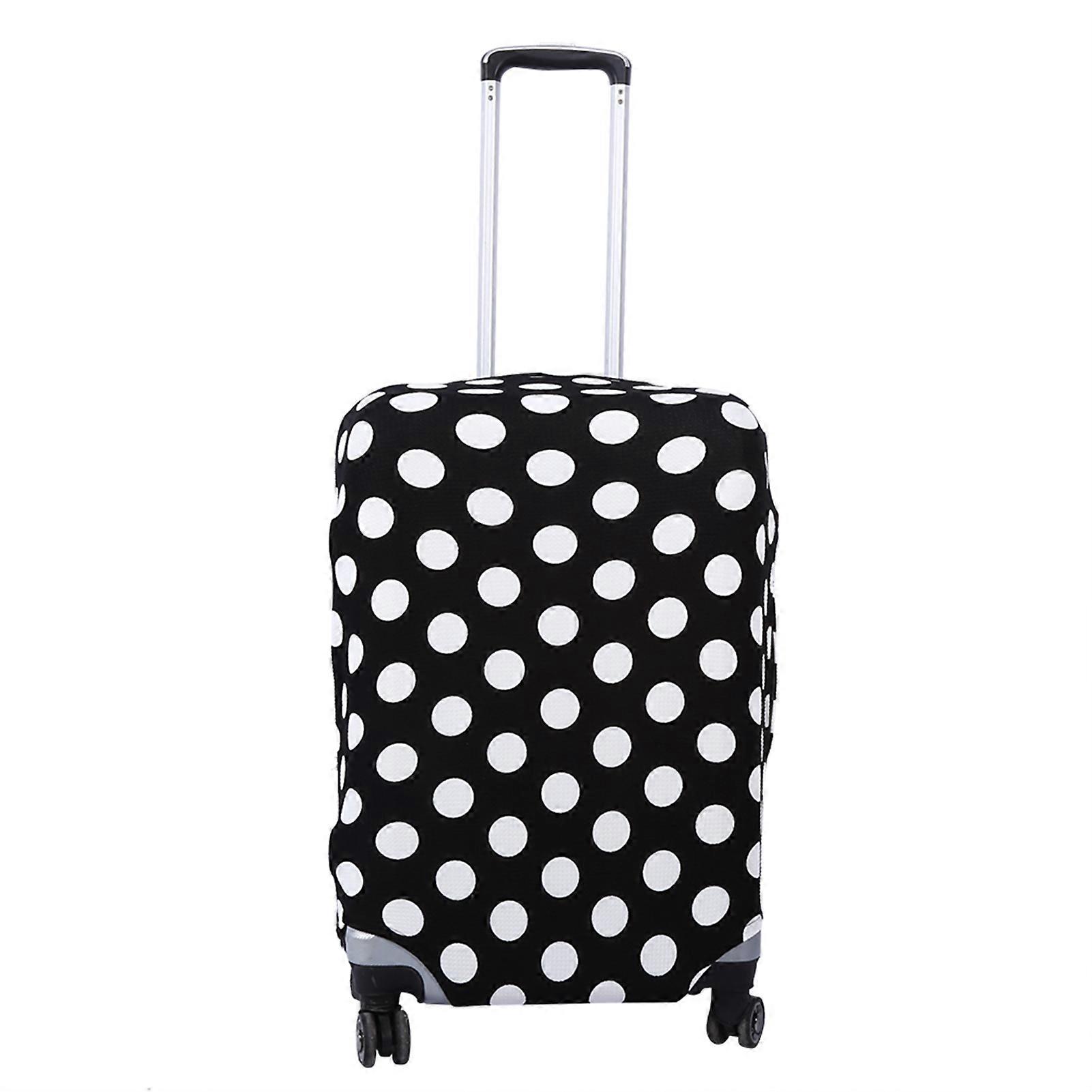 Elastic Dust proof Travel Suitcase Protective Cover Suitcase Cover(Black White Dots S18-22")