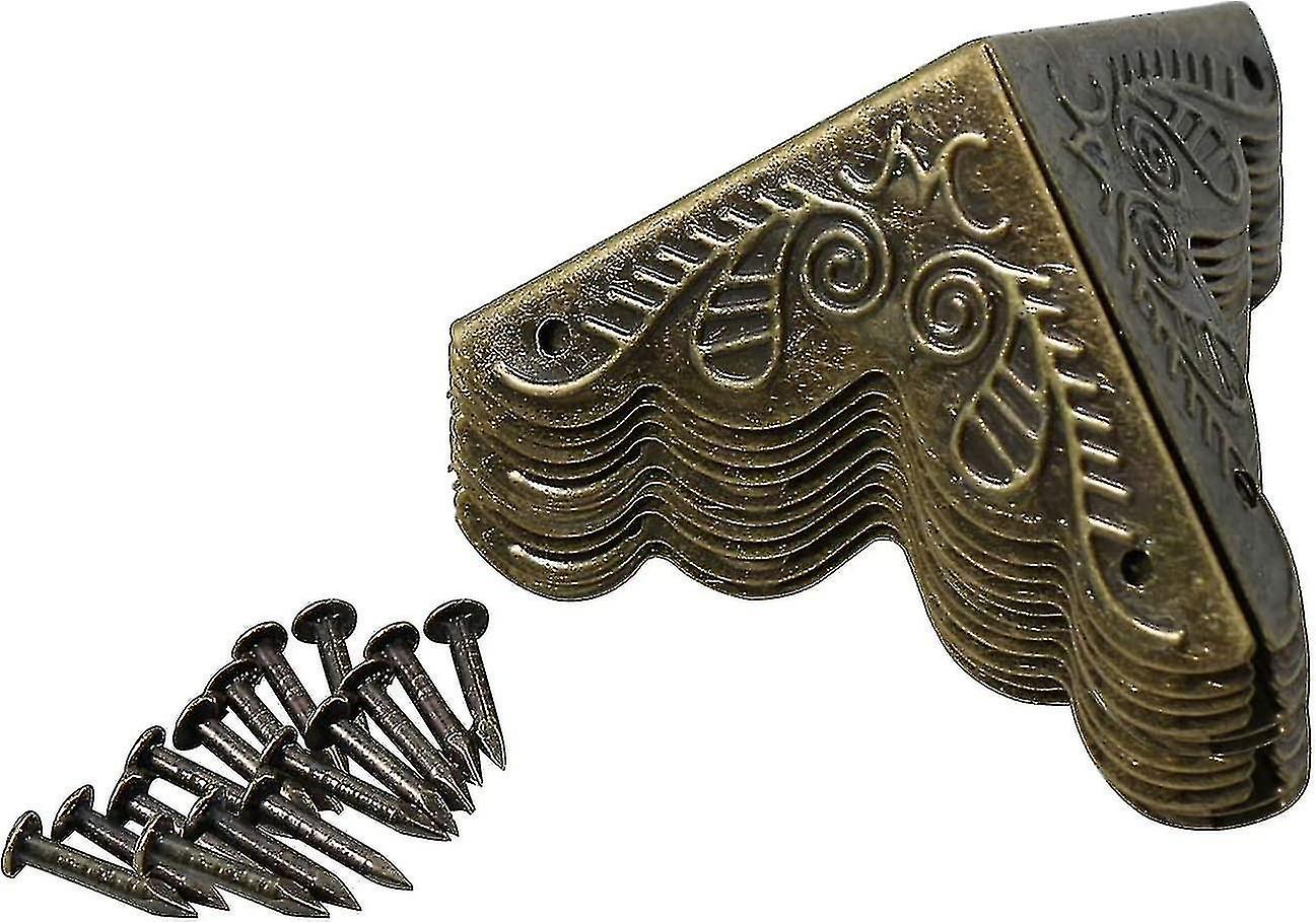 Hjørnevakt vintage messing metall kantvakt, antikk utseende beskyttende hjørner, 10 stykker (bronse)