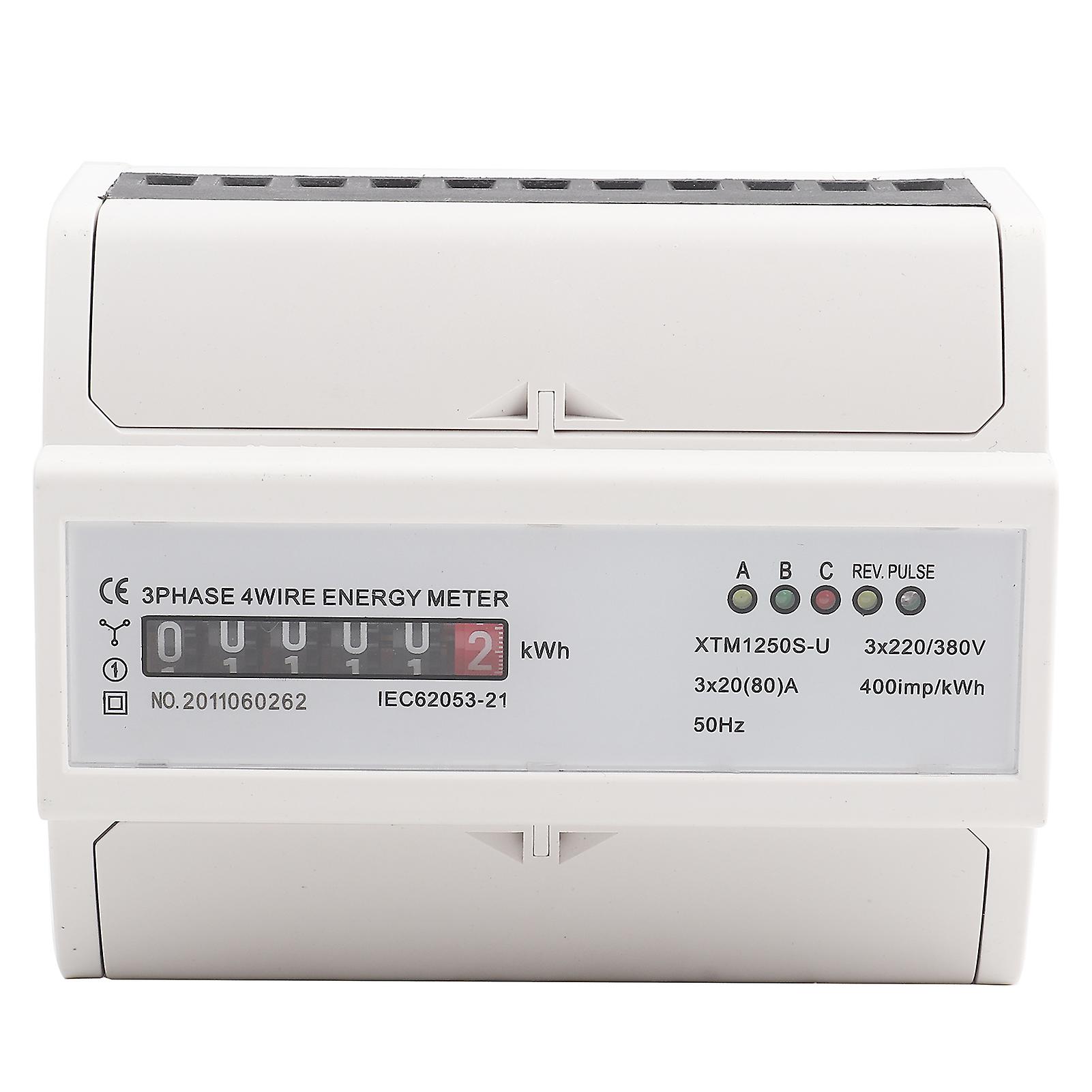 Digital 3phase 4 Wire DINRail Electric Meter 20(80)A Electronic KWh Meter