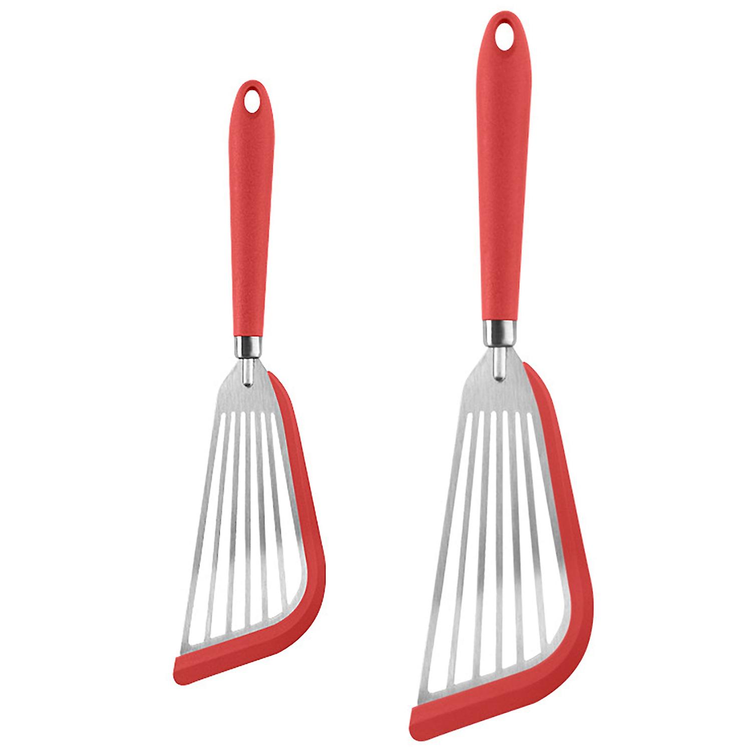 2Pcs Cooking Spatula Easy to Clean Comfortable Handle Non-Slip Silicone Fish Spatulas Cookware
