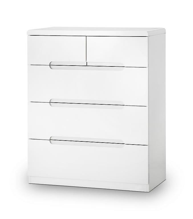 Grant White High Gloss 3+2 Drawer Chest