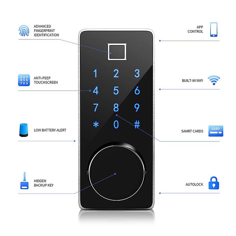 Smart Lock Keyless Entry Bluetooth Tuya Lock With Fingerprint Reader Touch Screen Keypad Password Locks Compatible Tuya Gateway