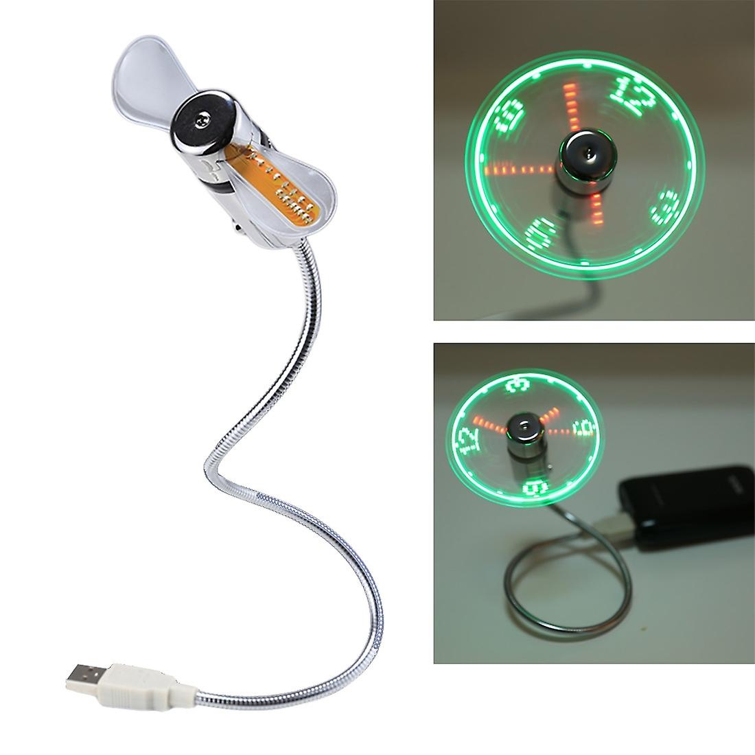 Mini Durable USB Clock Time Display Flexible LED Light Fan