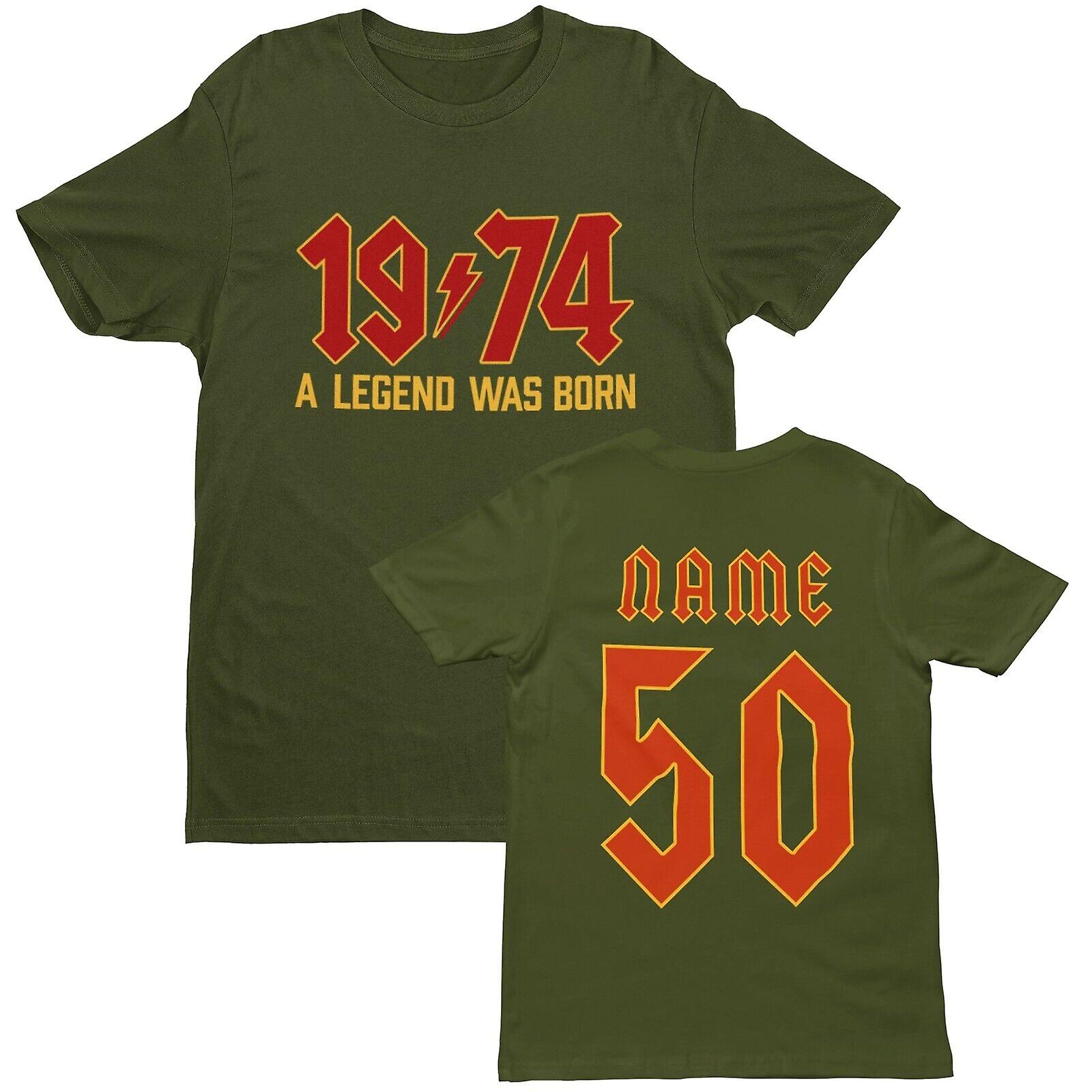 50Th T Shirt 1974 A Legend Was Born With Name On Back For 2024 Birthdays Gift