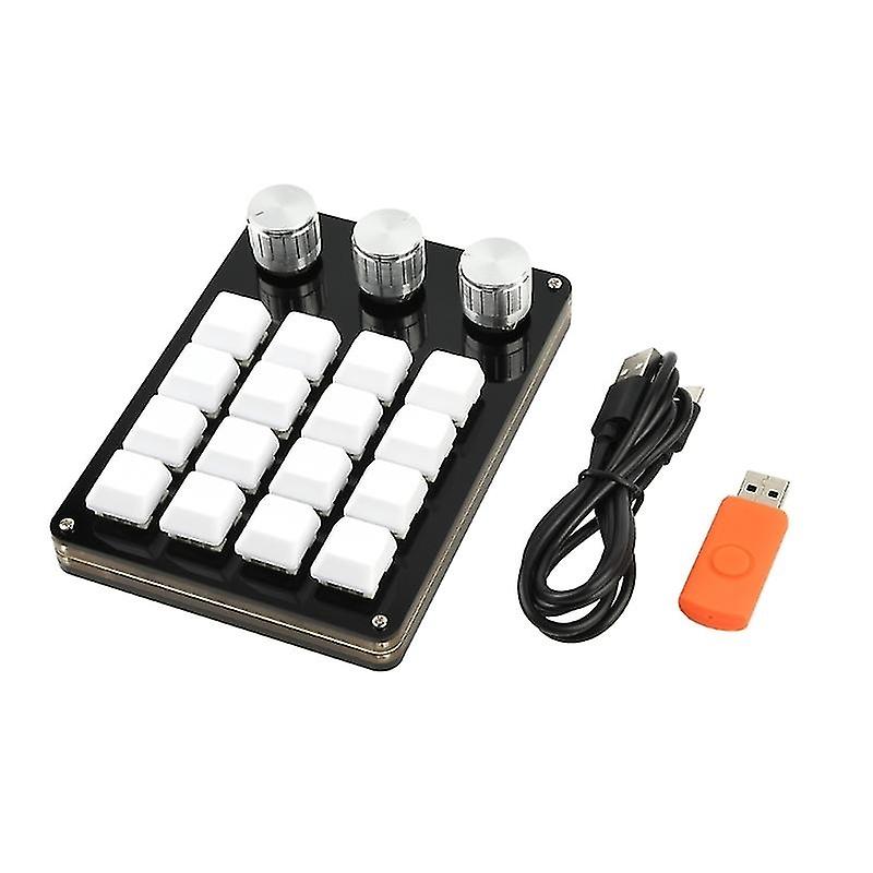 Portable Mini Keyboard with 16 Key 3 Knob Programmable Detachable USB Backlit