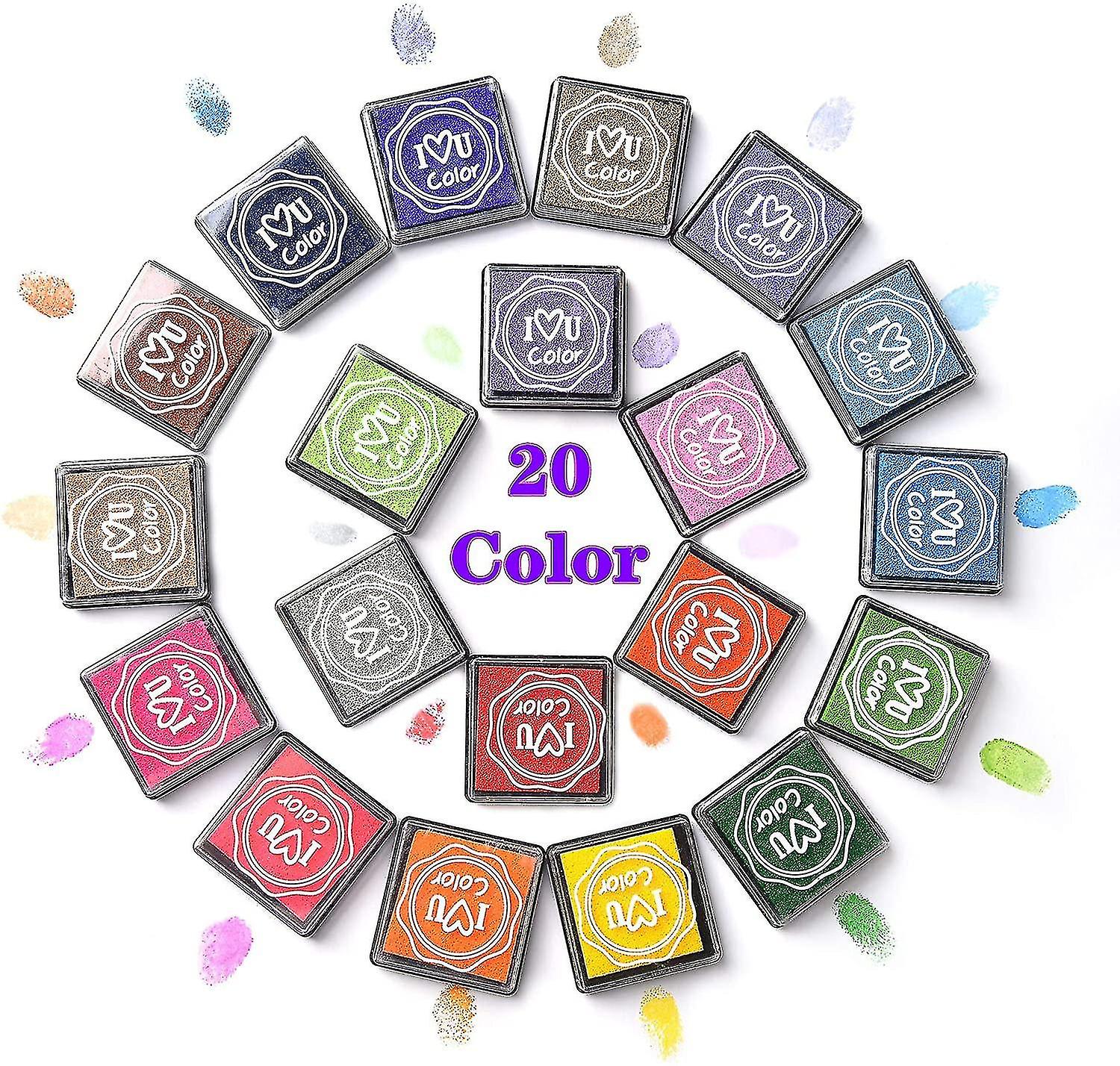 20 Color Ink Pad Set Fingerprint Ink Pad For Card Making, Stamp, Paper, Fabric