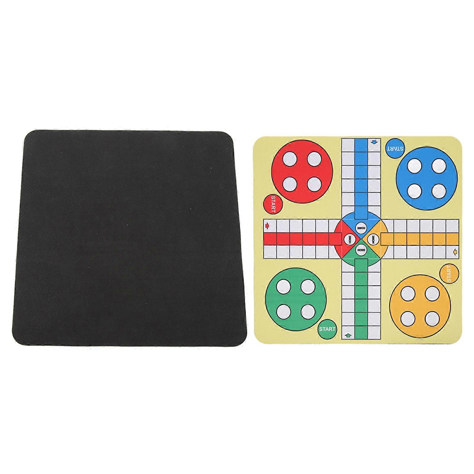 Flying Chess Game Board Foldable Compact Washable Leather Can Be Used As Mouse Pad Party Board Games for Family Travel