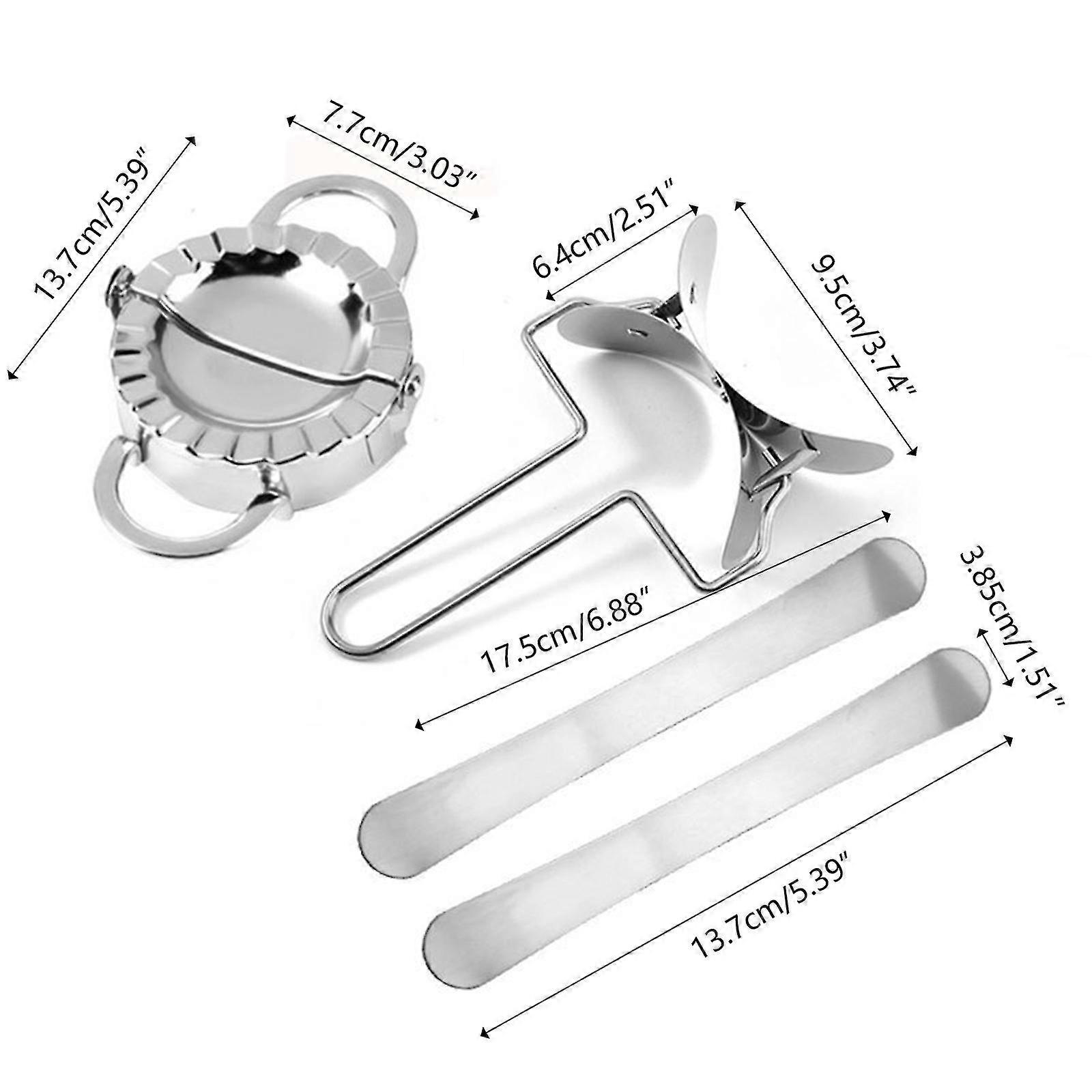 Dumpling Making Tool + Wire Handle Roller + Stuffing Spoon Stainless Steel Dumpling  Set 4-piece Set