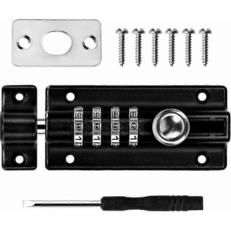 Combination Lock Hasp 4-Digit Combination Lock Mechanical Code Door Lock Keyless Slide Lock Tamper-Proof Door Latch for Cabinet Garden