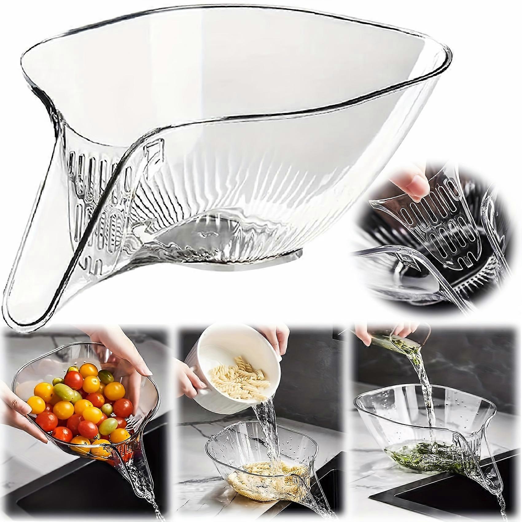 1/2pcs, Drain Basket, Drainage Basket, Multifunctional Plastic Draining Bowl, Household Kitchen Food Drainer, Vegetable Washing Basin, Fruit Plate, St