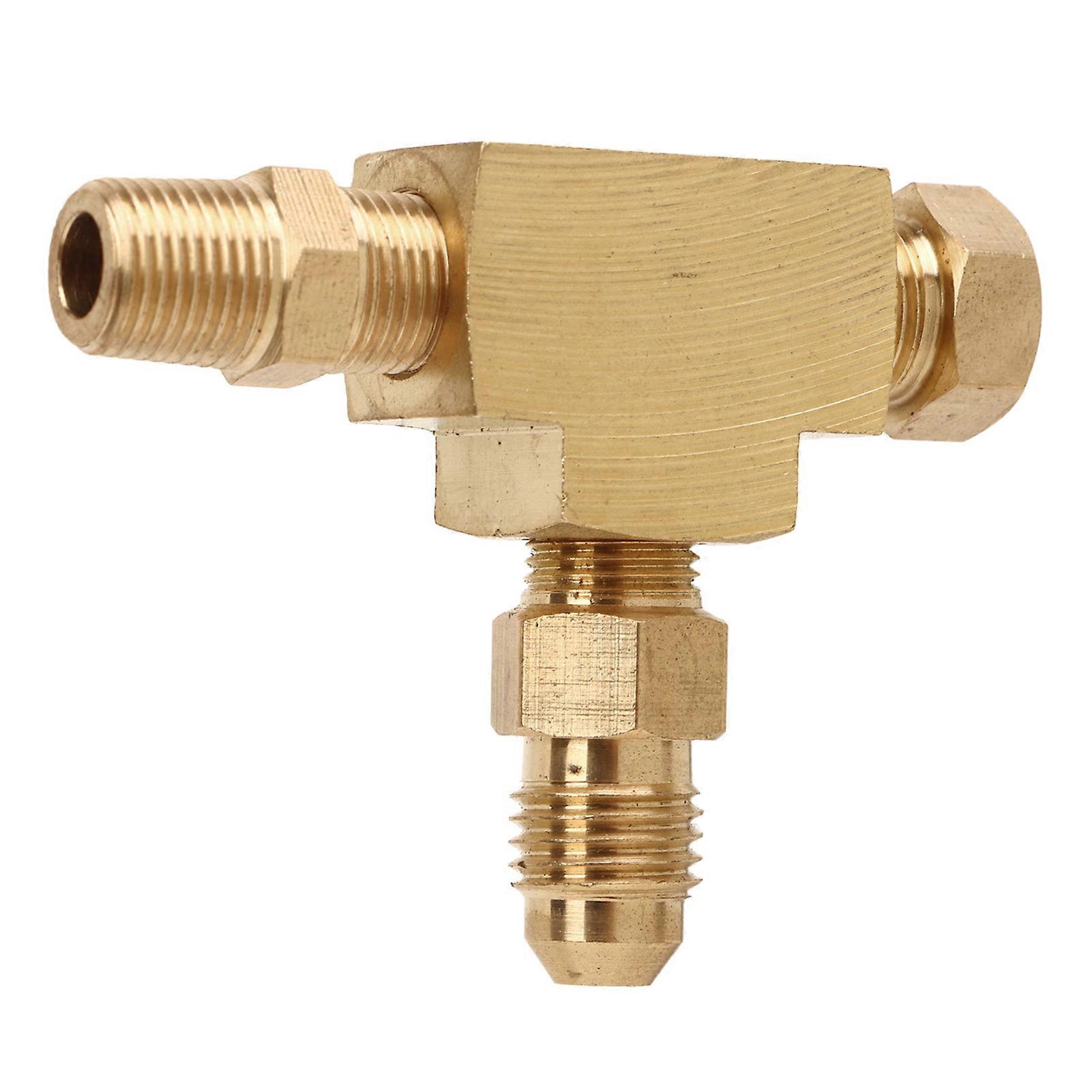 Tee Adapter Fitting 4AN 1/8in NPT BSP Brass Perfect Sealing for Turbo Oil Feed Pressure Sensor