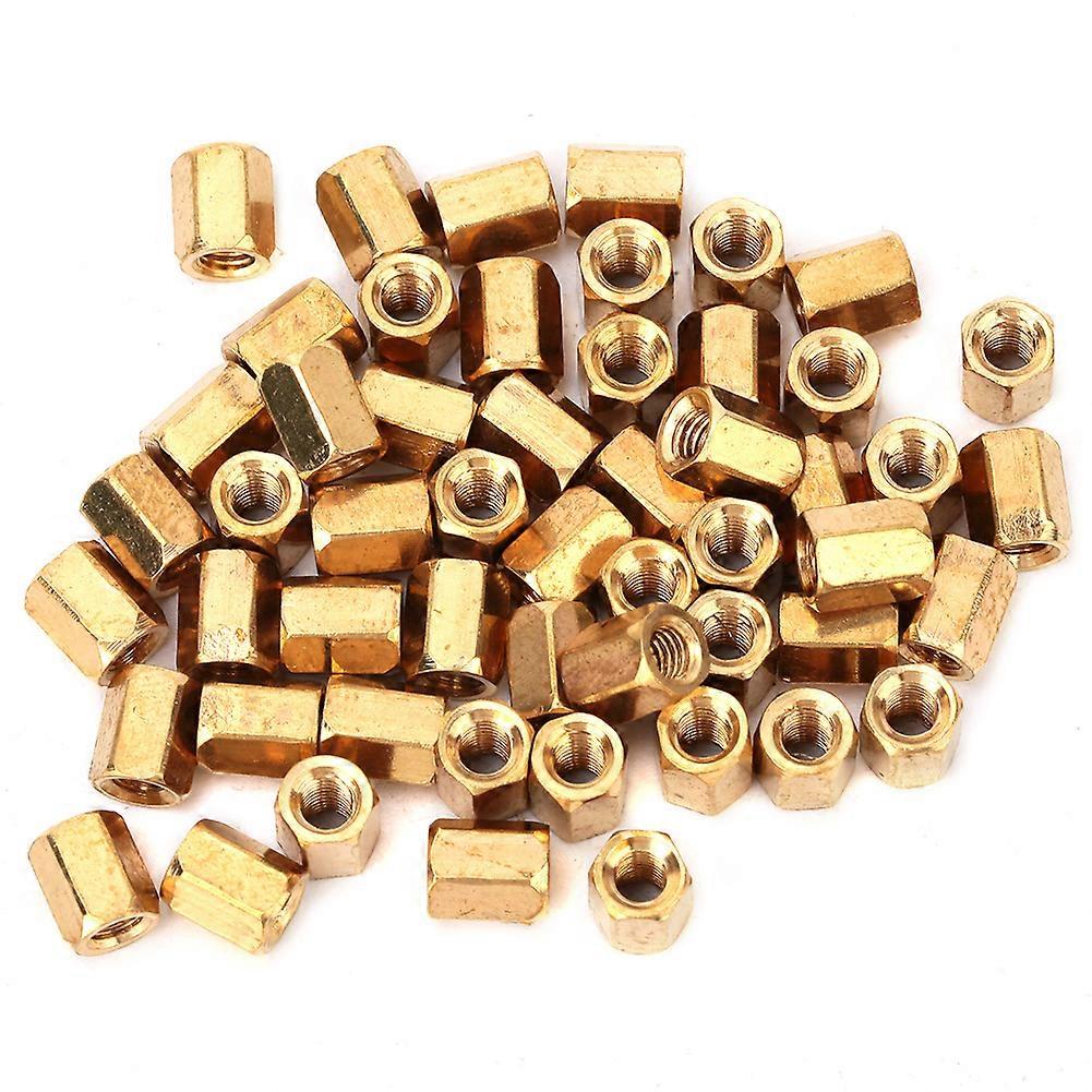 50 Pcs Brass M3*6mm Hollow Double Pass Printed Circuit Board Standoff Hex Spacer