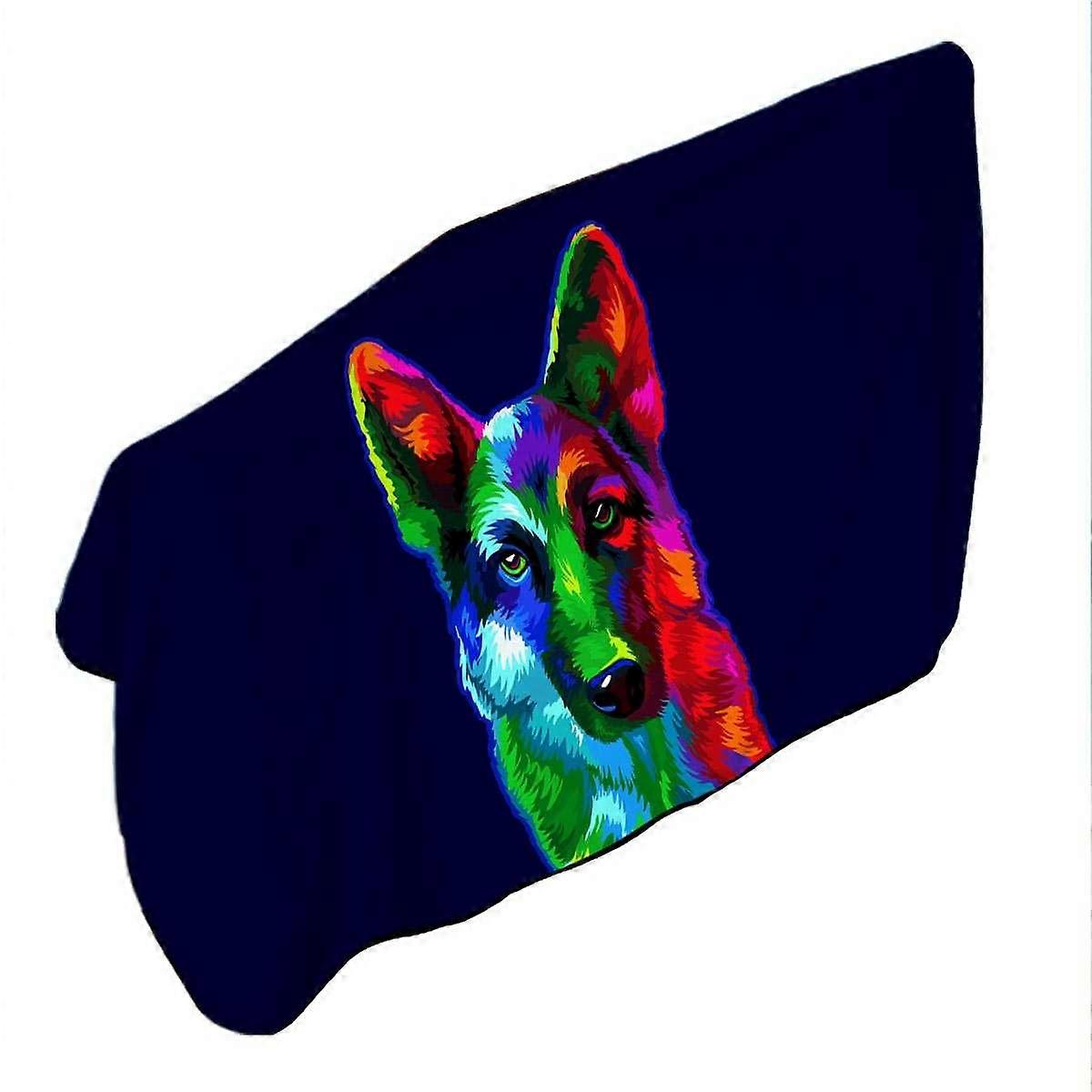 Colorful German shepherd Microfiber Beach Towel