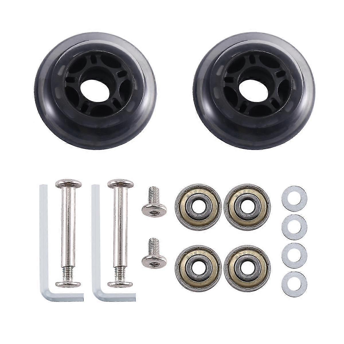 70MmX23Mm Transparent Ensemble De 2 Roues De Remplacement De Bagages Pièces De Rechange Avec Carbone Ste