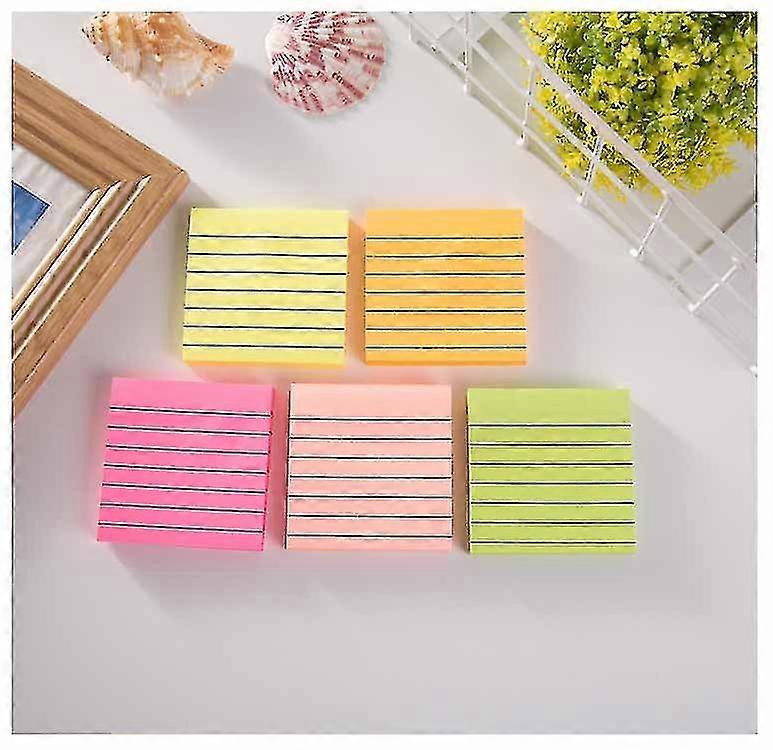 Lined Sticky Notes For Post, 6 Brightly Colored Sticky Notes, 100 Sheets Per Pad, 5 Pads, 5 Sheets In Total