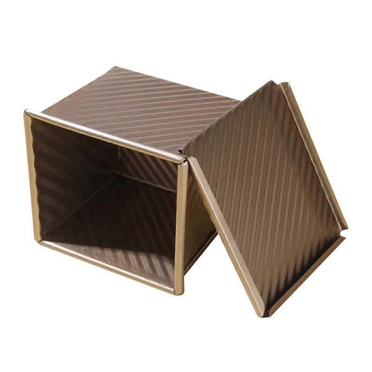 Mini Loaf Pan with Lid, 0.55Lb(250G) Dough Capacity Non-Stick Square Toast Box for Oven Baking