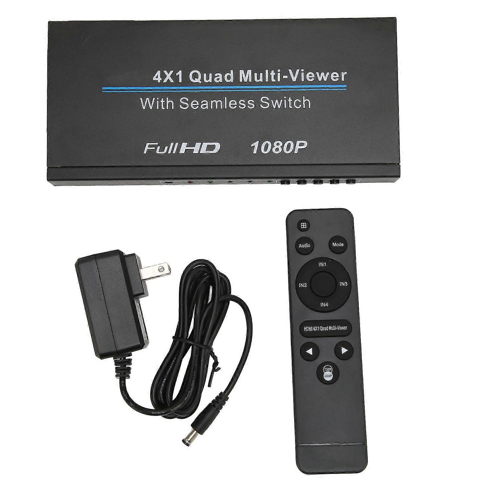 KINCJON HD Multimedia Interface Quad Multi Viewer 4x1 4 in 1 Out 1080P IR HD Multimedia Interface Quad Multi Viewer 110240V US Plug-YM