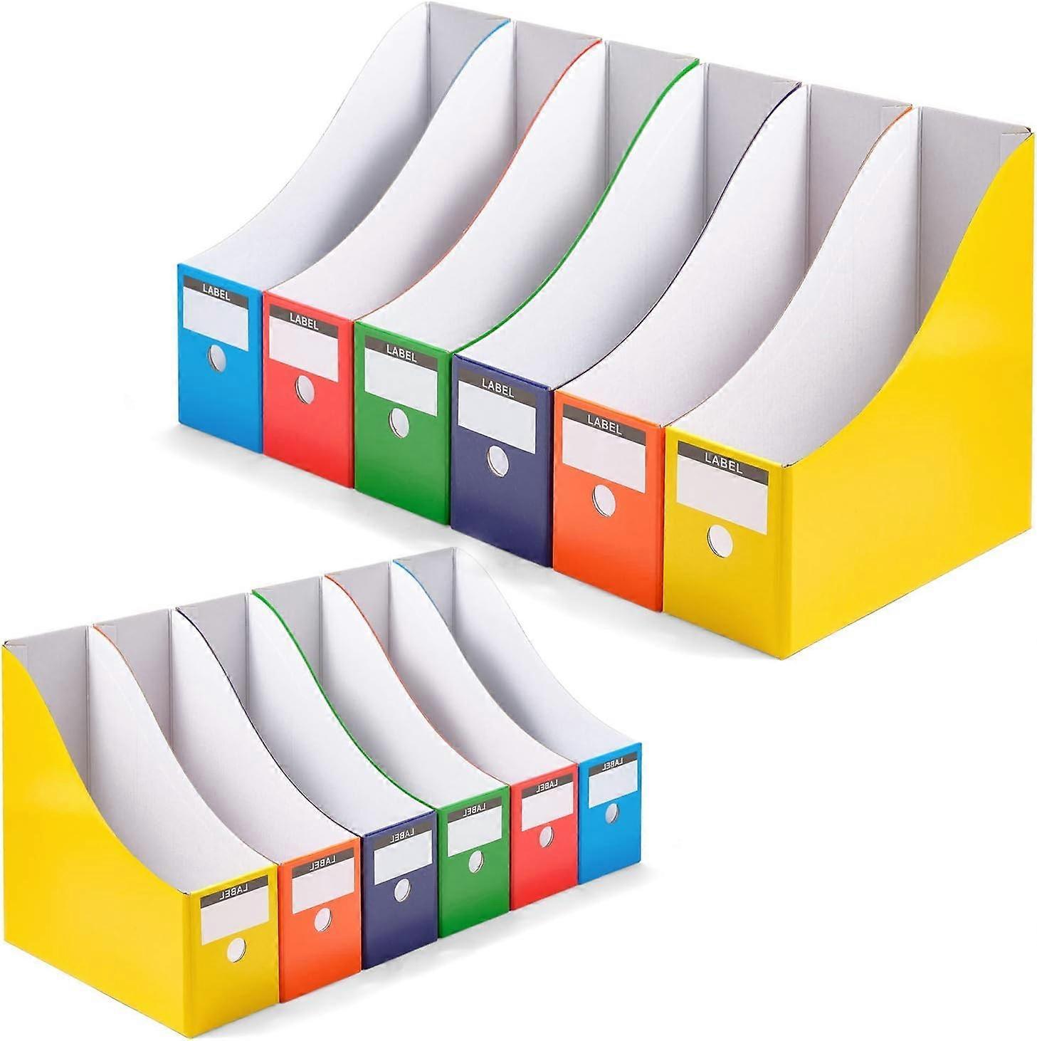 Magazine File Holder, Folder Holder, Magazine Organizer, Book Bins, Set of 12, Multi-Color